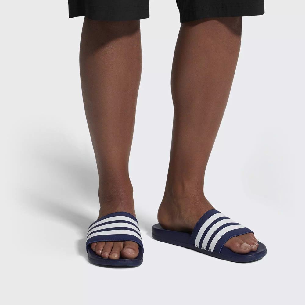 Adidas Adilette Cloudfoam Plus Stripes Chanclas Azules Para Hombre (MX-61090)
